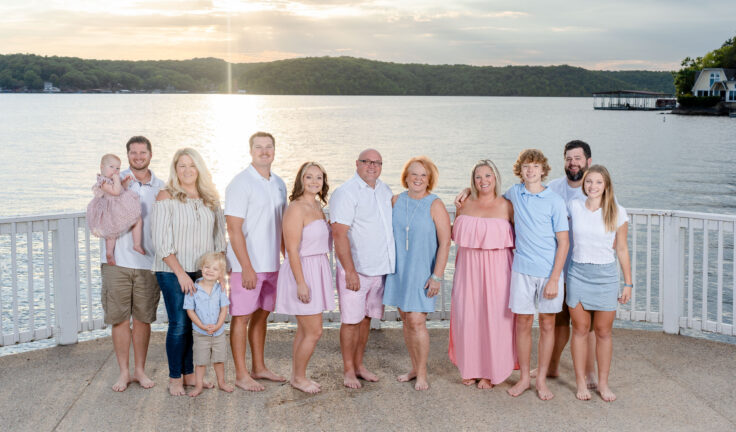 family at Sunset Pointe Maragaritaville by Lake of the Ozarks photographer The Bennetts