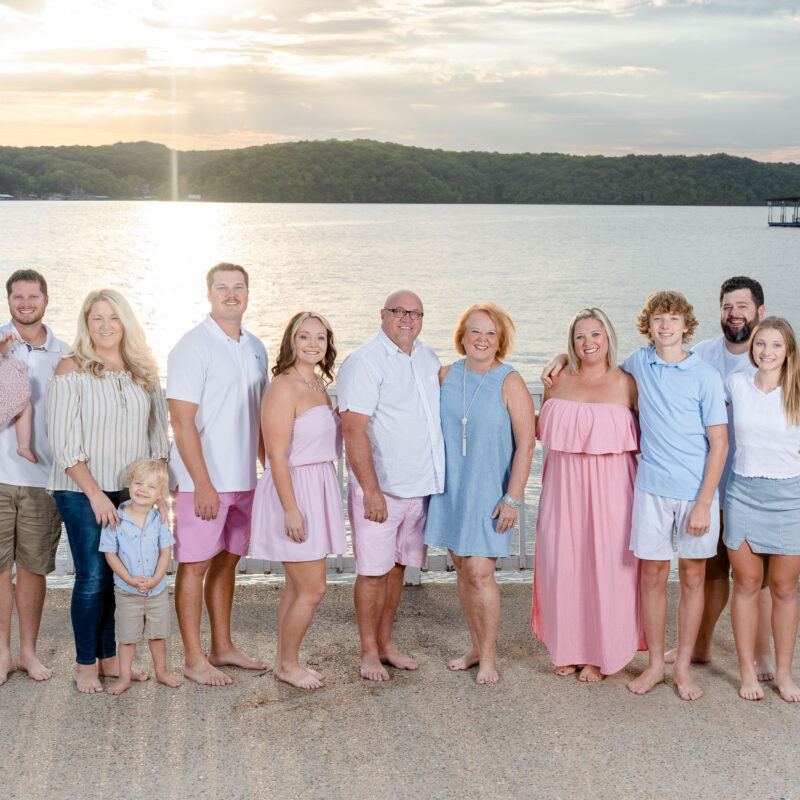 family at Sunset Pointe Maragaritaville by Lake of the Ozarks photographer The Bennetts