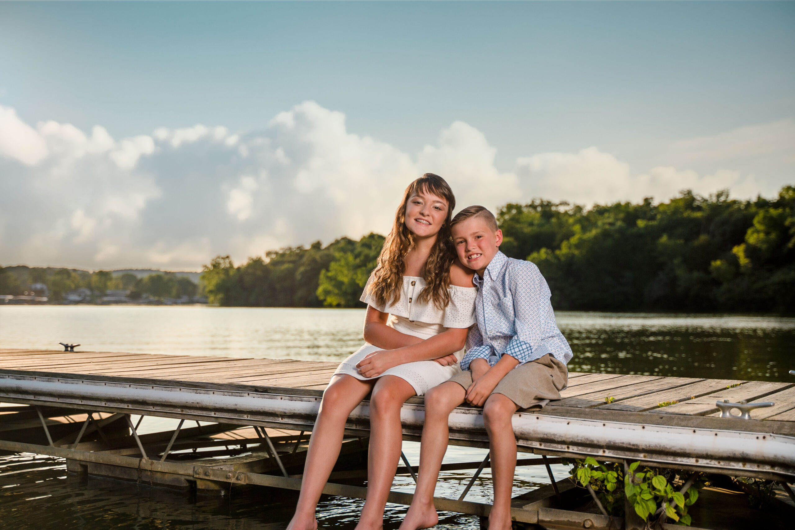 kids on a dock by Lake of the Ozarks photographer The Bennetts