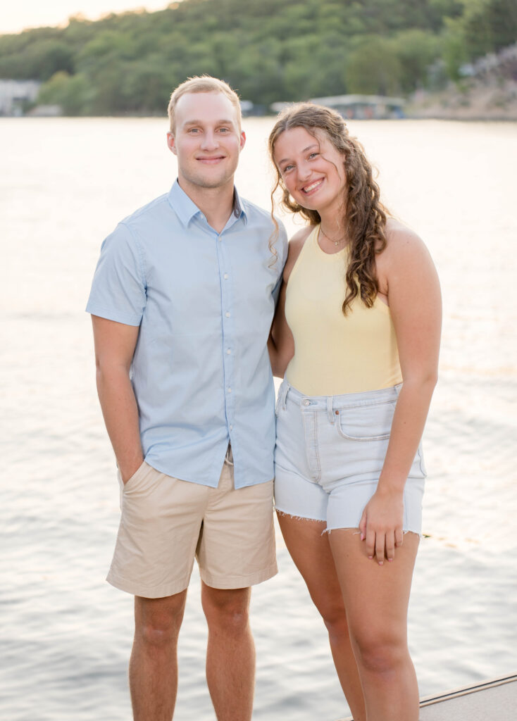 Engagement photo at the lake of the ozarks